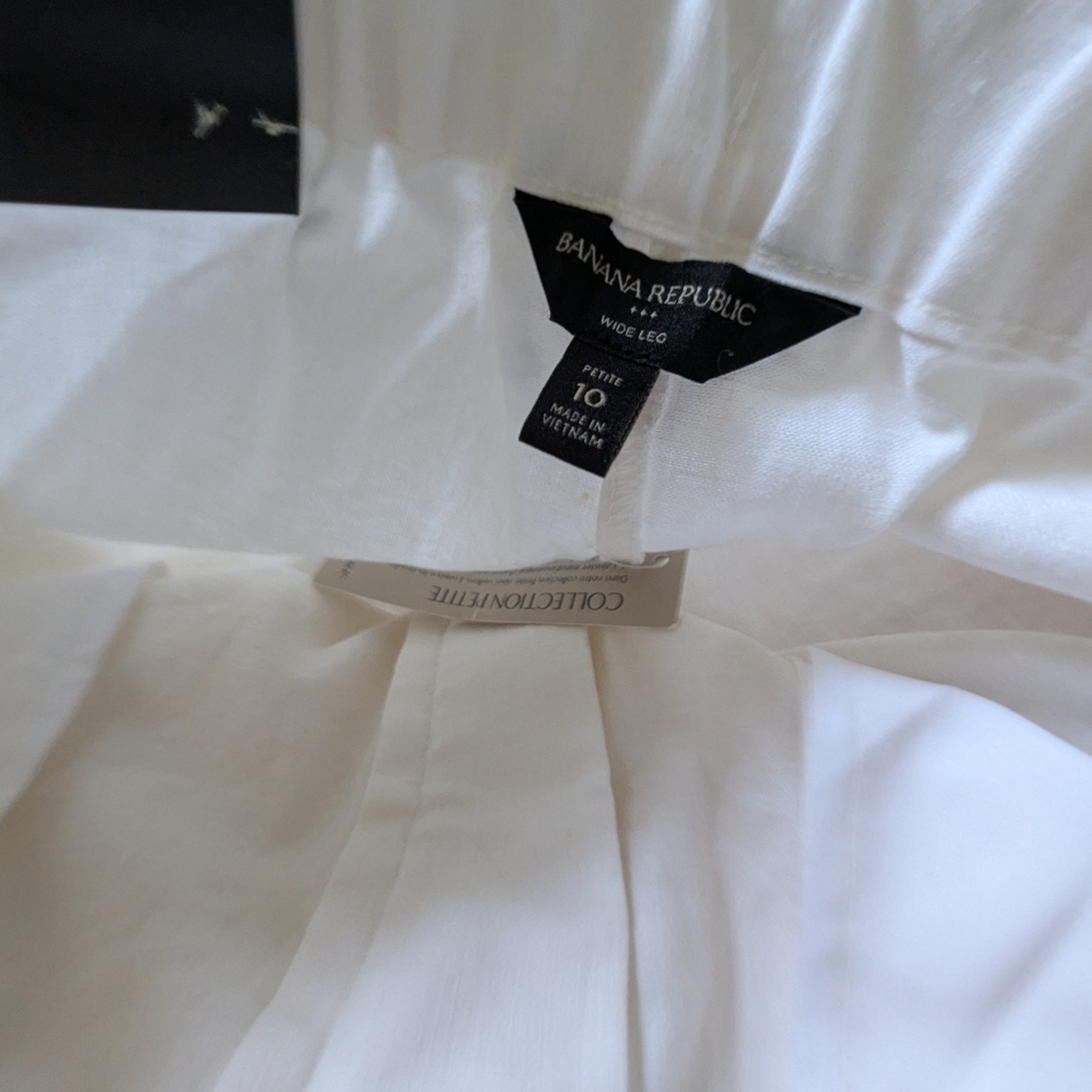 Sold!!!!NWD Banana Republic White Linen Blend Pants 10 Wide Leg B Coastal*Flaws* - Picture 2 of 11
